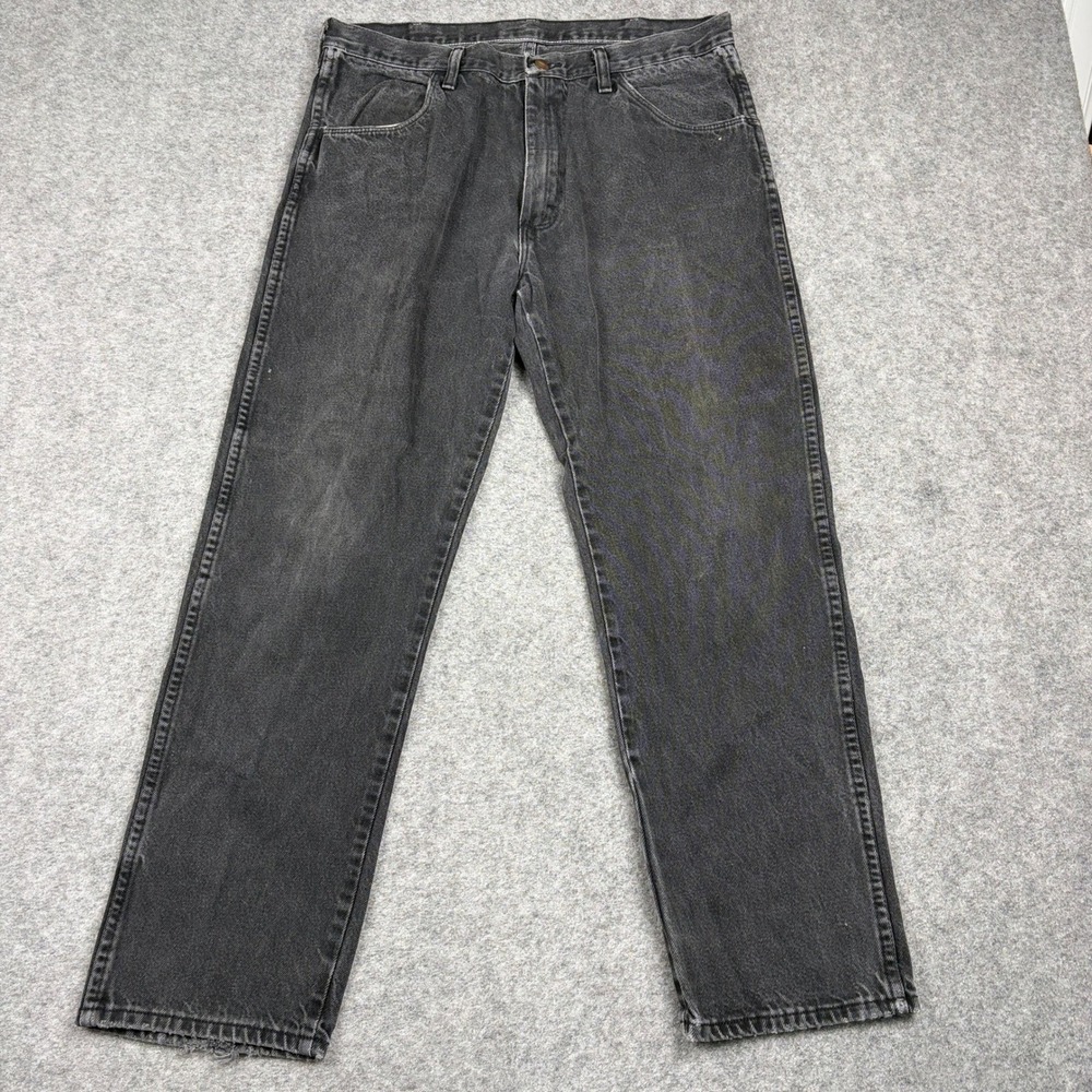 Rustler Jeans Mens 36x30 Black Faded Denim Regular Fit Western Outdoor Rugged - Picture 2 of 16